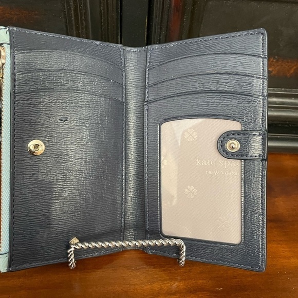 EUC Kate Spade TWO TONE BLUE LEATHER CARD WALLET - Picture 5 of 5